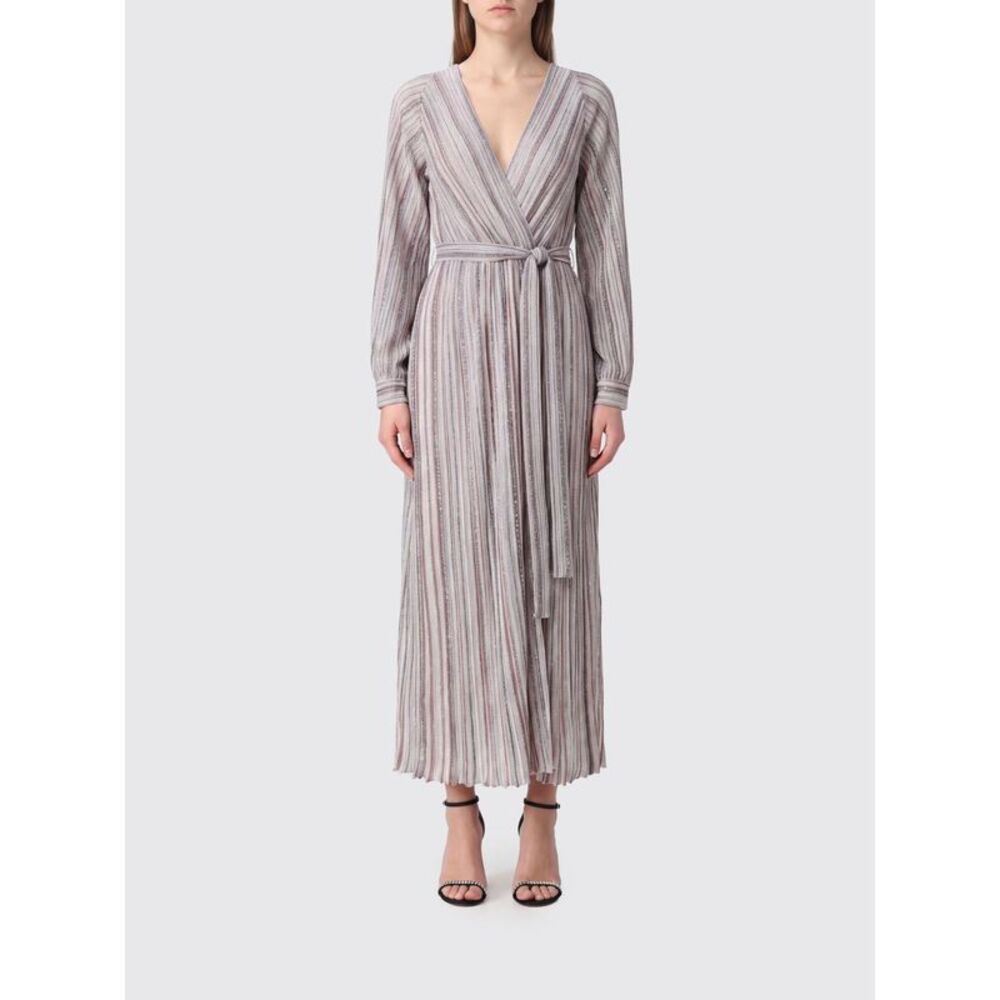 Missoni Women Long Multicolor Striped Lurex Cardigan Missoni With Waist Belt